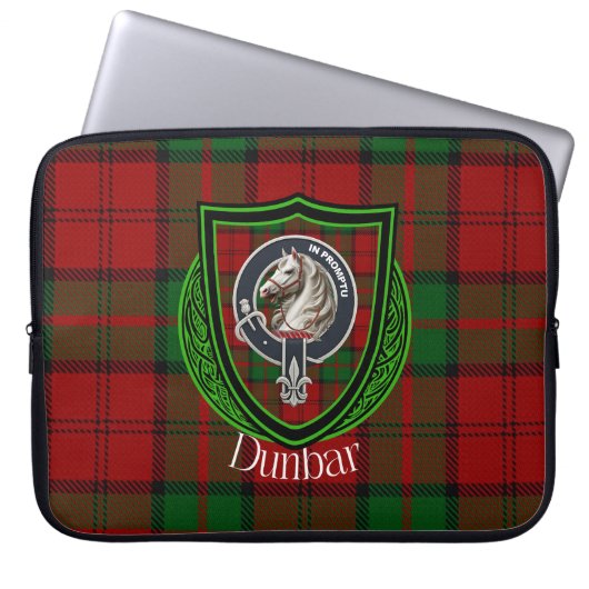 Dunbar Scottish Clan Tartan and Crest  Laptop Sleeve (Voorkant)