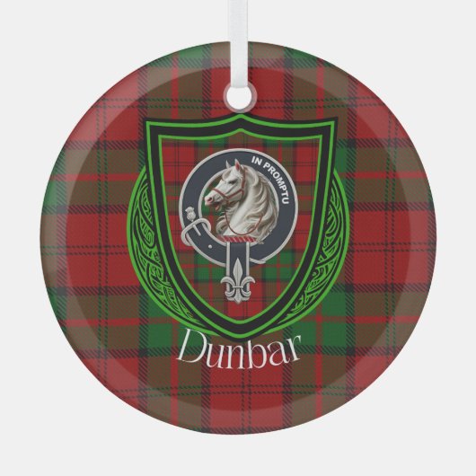 Dunbar Scottish Clan Tartan & Crest Glas Ornament (Voorkant)