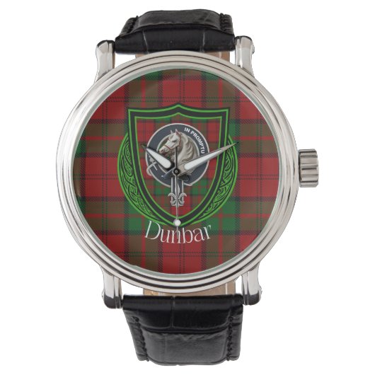 Dunbar Scottish Clan Tartan & Crest Horloge (Voorkant)