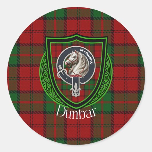 Dunbar Scottish Clan Tartan & Crest Ronde Sticker (Voorkant)