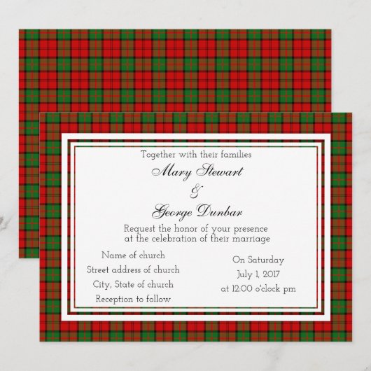 Dunbar Scottish Wedding Invitation Kaart (Voorkant / Achterkant)