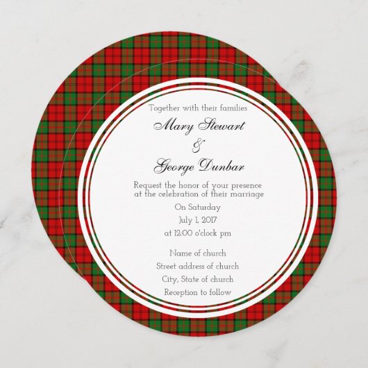 Dunbar Scottish Wedding Round Invitation Kaart (Voorkant / Achterkant)
