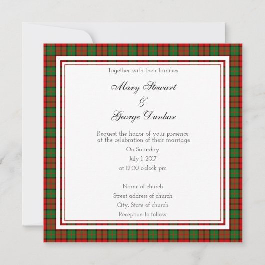 Dunbar Scottish Wedding Square Invitation Kaart (Voorkant)