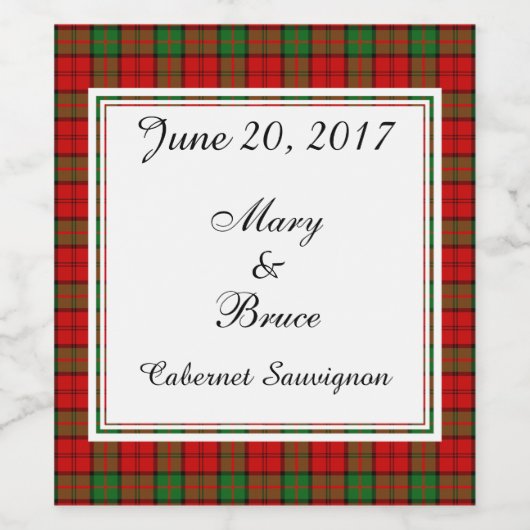 Dunbar Scottish Wedding Wine Label Wijn Etiket (Enkel label)