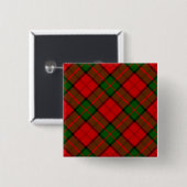 Dunbar tartan rood groen geruit vierkante button 5,1 cm (Voorkant /achterkant)