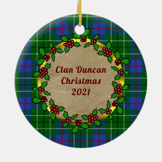 Duncan Clan Badge & Tartan Persoonlijke mas Keramisch Ornament (Achterkant)