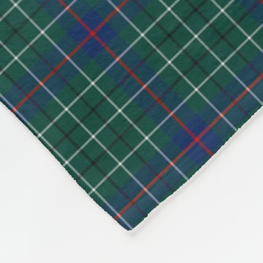 Duncan Clan Green en Royal Blue Tartan Fleece Deken (Hoek)