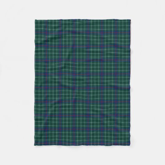 Duncan Clan Green en Royal Blue Tartan Fleece Deken (Voorkant)