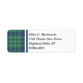 Duncan Clan Lichtgroen en Blauw Oud Tartan Etiket
