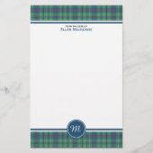 Duncan Clan Light Green Ancient Tartan Monogram Briefpapier (Voorkant)