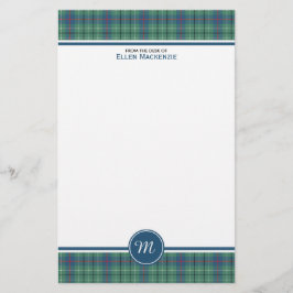 Duncan Clan Light Green Ancient Tartan Monogram Briefpapier