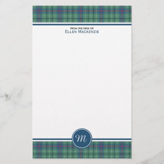 Duncan Clan Light Green Ancient Tartan Monogram Briefpapier (Voorkant)