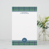 Duncan Clan Light Green Ancient Tartan Monogram Briefpapier (Staand voorkant)