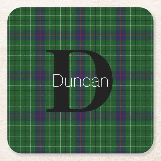 Duncan Clan Plaid Monogram Kartonnen Onderzetters (Voorkant)