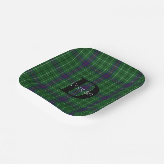 Duncan Clan Plaid Monogram Papieren servetten Papieren Bordje (Gebogen)