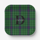 Duncan Clan Plaid Monogram Papieren servetten Papieren Bordje (Voorkant)