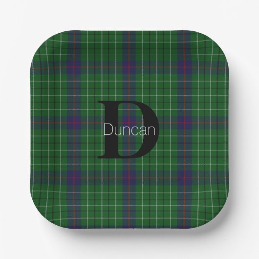 Duncan Clan Plaid Monogram Papieren servetten Papieren Bordje (Voorkant)