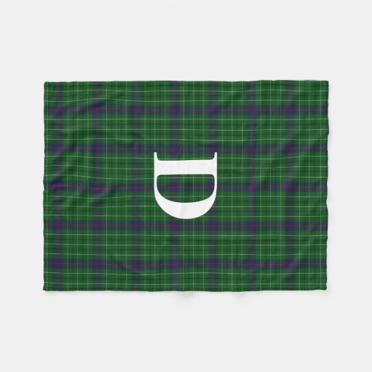 Duncan Clan Tartan Pset Monogram Fleece Blanket (Voorkant (Horizontaal))