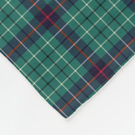Duncan Clan Turquoise en Royal Blue Modern Tartan Fleece Deken (Hoek)