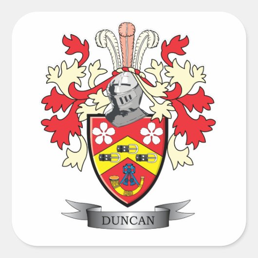 Duncan Family Crest Coat of Arms Vierkante Sticker (Voorkant)
