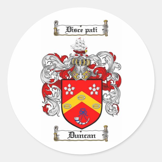 DUNCAN FAMILY CREST - DUNCAN COAT OF ARMS RONDE STICKER (Voorkant)