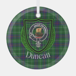 Duncan Schotse Clan Tartan & Crest Glas Ornament