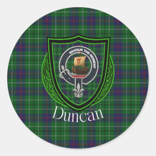 Duncan Schotse Clan Tartan & Crest Ronde Sticker