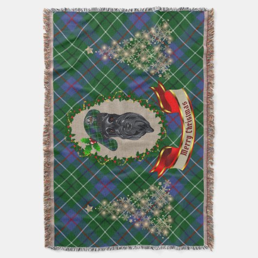Duncan Scottie Dog Kerstmis Throw Blanket Deken (Voorkant Verticaal)