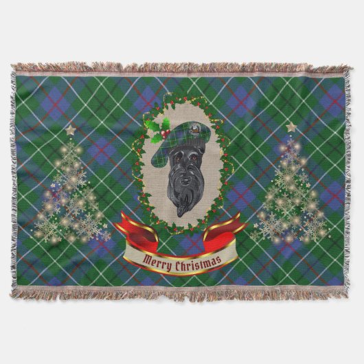 Duncan Scottie Dog Kerstmis Throw Blanket Deken (Voorkant)