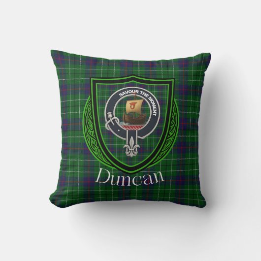 Duncan Scottish Clan Tartan and Crest Kussen (Voorkant)