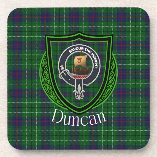 Duncan Scottish Clan Tartan & Crest Bier Onderzetter (Voorkant)