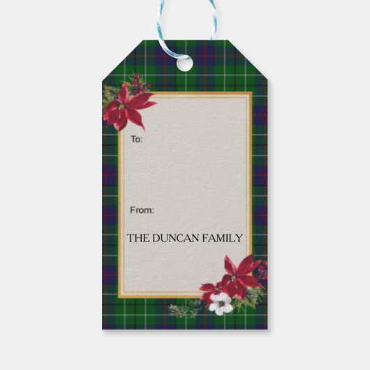 Duncan Scottish Clan Tartan & Crest Cadeaulabel (Achterkant)
