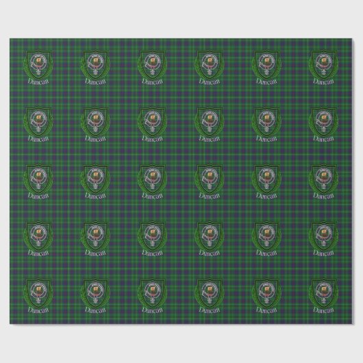 Duncan Scottish Clan Tartan & Crest Cadeaupapier (Vlak)