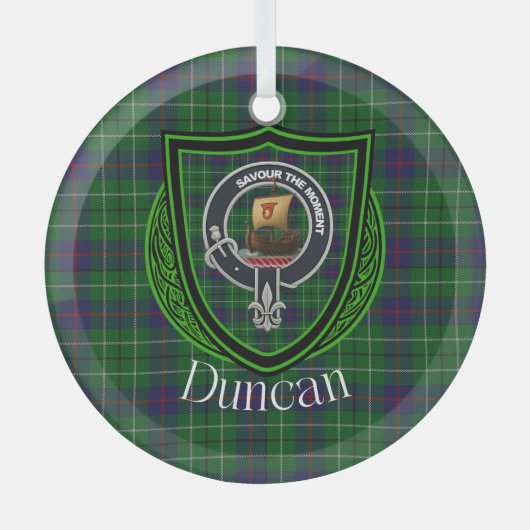 Duncan Scottish Clan Tartan & Crest Glas Ornament (Voorkant)