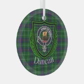 Duncan Scottish Clan Tartan & Crest Glas Ornament (Voorkant Rechts)