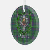 Duncan Scottish Clan Tartan & Crest Glas Ornament (Voorkant links)