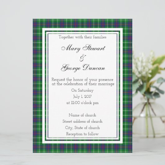 Duncan Scottish Wedding Invitation Kaart (Staand voorkant)