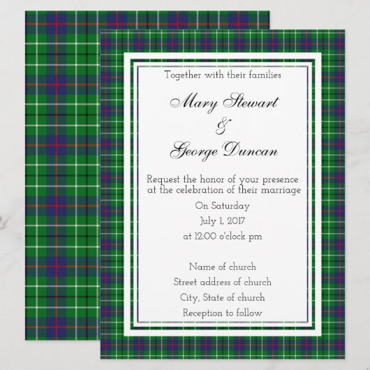 Duncan Scottish Wedding Invitation Kaart (Voorkant / Achterkant)