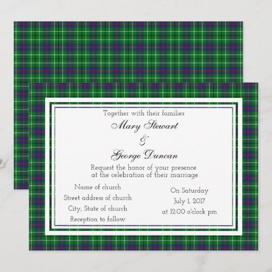 Duncan Scottish Wedding Invitation Kaart (Voorkant / Achterkant)