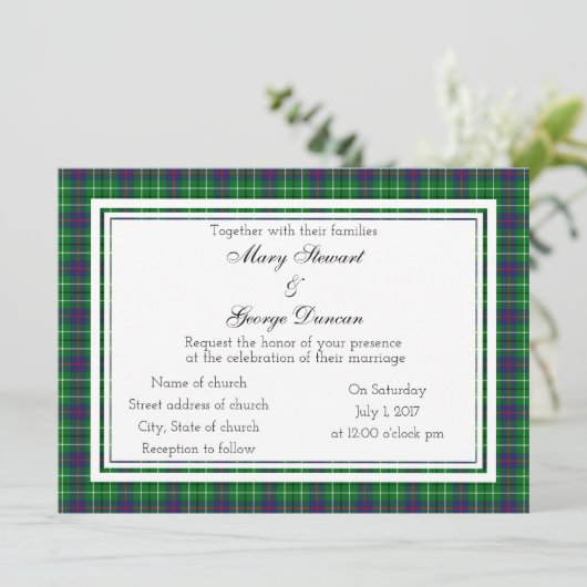 Duncan Scottish Wedding Invitation Kaart (Staand voorkant)