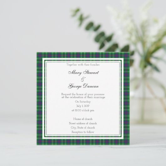 Duncan Scottish Wedding Square Invitation Kaart (Staand voorkant)