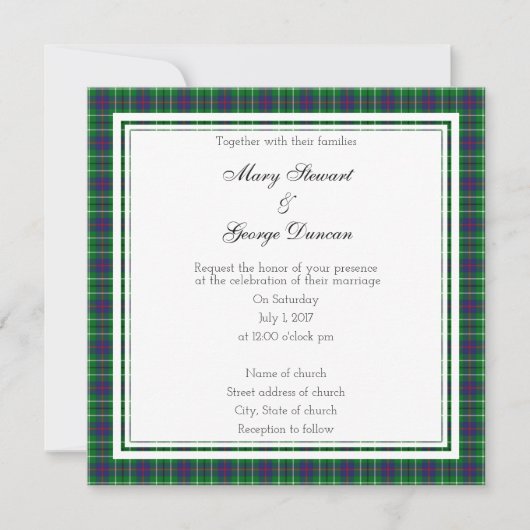 Duncan Scottish Wedding Square Invitation Kaart (Voorkant)