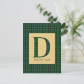Duncan Tartan Monogram D Briefkaart (Staand voorkant)