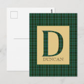 Duncan Tartan Monogram D Briefkaart (Voorkant / Achterkant)