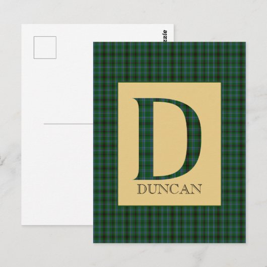 Duncan Tartan Monogram D Briefkaart (Voorkant / Achterkant)