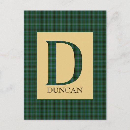 Duncan Tartan Monogram D Briefkaart (Voorkant)