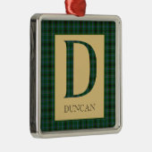 Duncan Tartan Monogram D Metalen Ornament (Rechts)