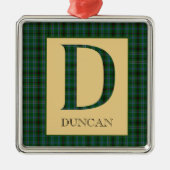 Duncan Tartan Monogram D Metalen Ornament (Voorkant)