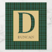 Duncan Tartan Monogram D Wijn Etiket (Enkel label)