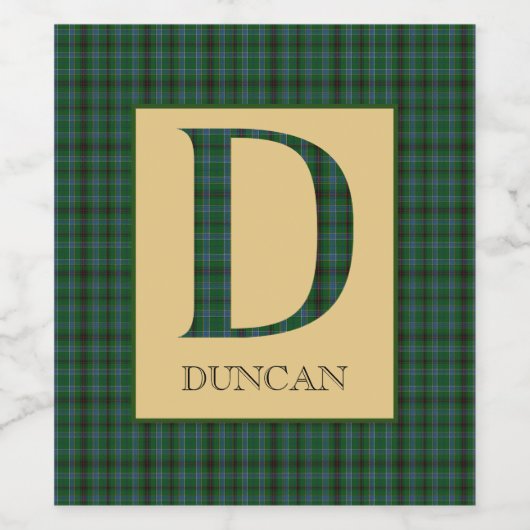 Duncan Tartan Monogram D Wijn Etiket (Enkel label)